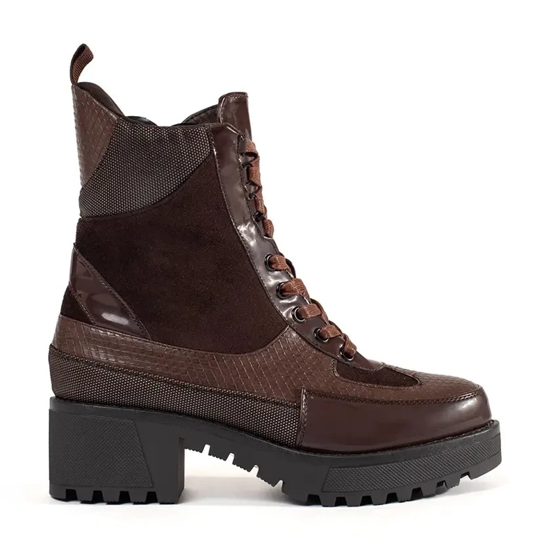Seastar Botas de encaje de baja tacón rojo