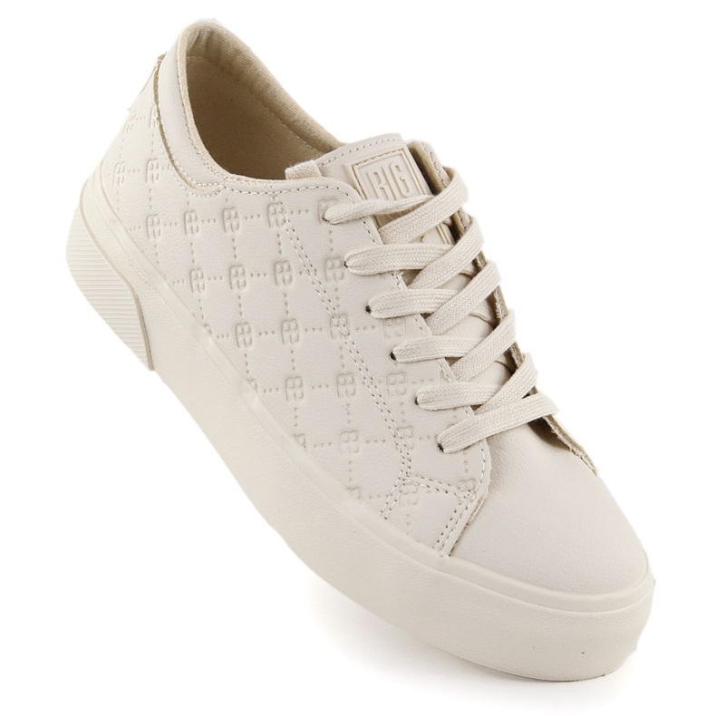 Zapatillas de cuero ecológicas femeninas registradas beige big star rr274336