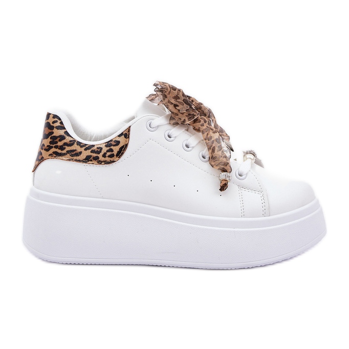 Zapatillas de deporte para mujeres en la plataforma con leopardo estampado blanco Zapatillas de deporte para mujeres en la plataforma con leopardo estampado blanco