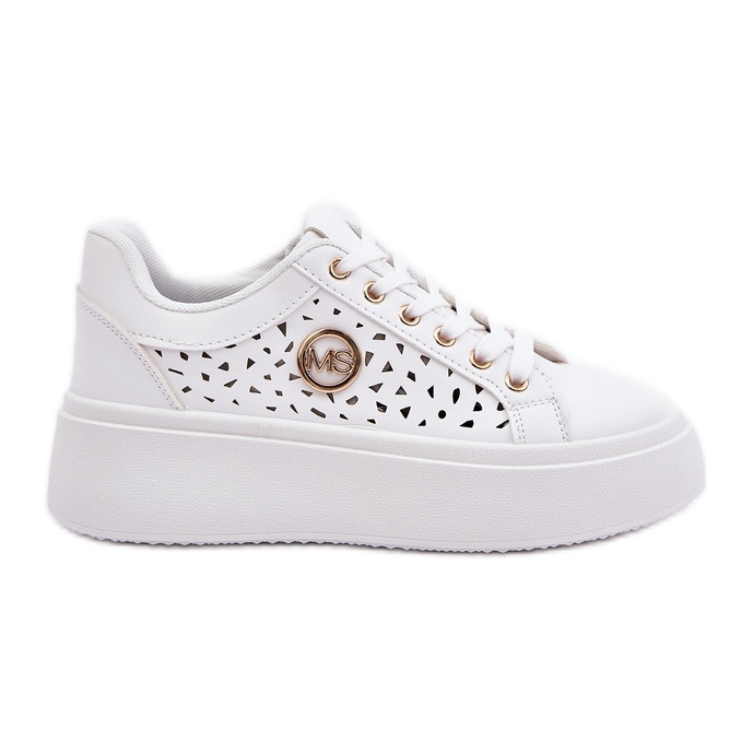 Zapatillas de zapatillas con detalles dorados blancos