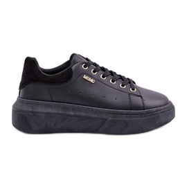 Zapatillas de deporte para mujeres en la plataforma Eco Leather Black negro