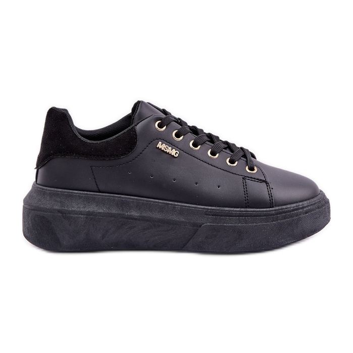 Zapatillas de deporte para mujeres en la plataforma Eco Leather Black negro