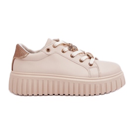 Zapatillas de deporte femeninas con alfileres beige