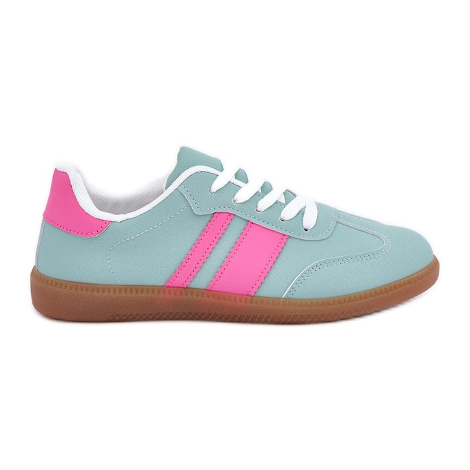 Zapatillas de deporte para mujeres bajas con menta de cuero ecológico verde