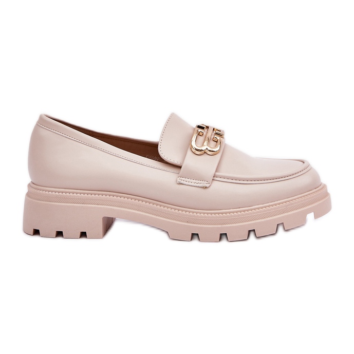 Mocasines de mujer con detalle dorado beige