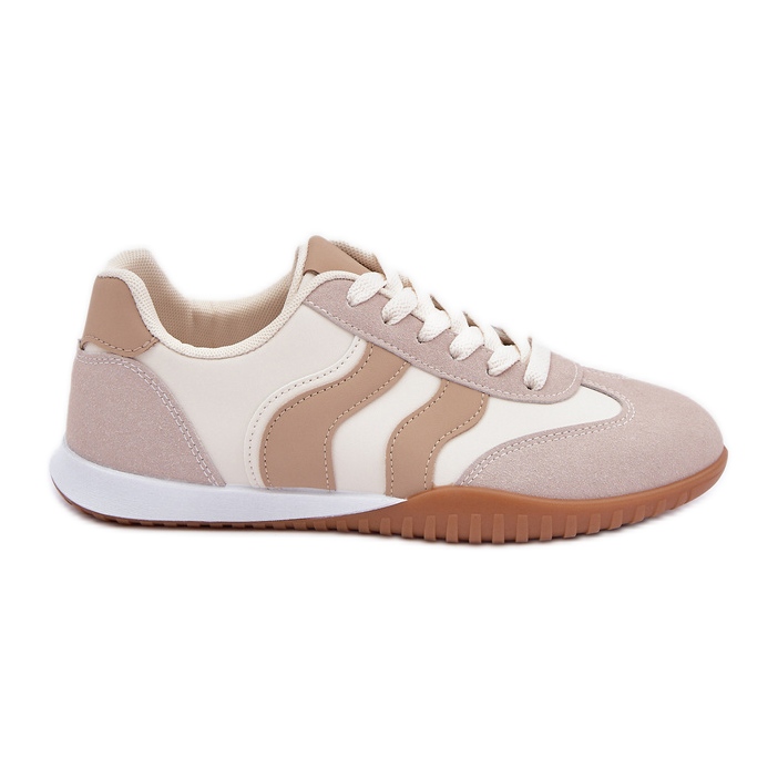 Zapatillas clásicas para mujeres con beige de cuero ecológico Zapatillas clásicas para mujeres con beige de cuero ecológico