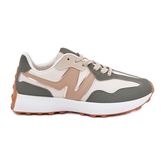 Zapatillas deportivas beige-verde para mujeres