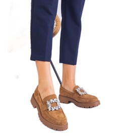 Mocasines de mujeres marrones de Ekozamsz con una elegante decoración marrón