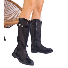Botas negras de malla alta negro