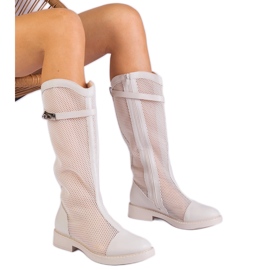 Botas blancas de malla alta blanco