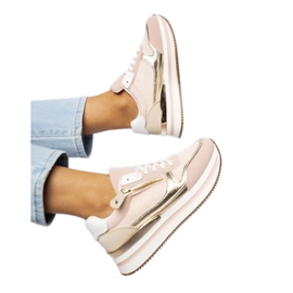 Zapatillas de deporte para mujeres - rosa polvo, detalles dorados rosa rosado Zapatillas de deporte para mujeres - rosa polvo, detalles dorados rosa rosado