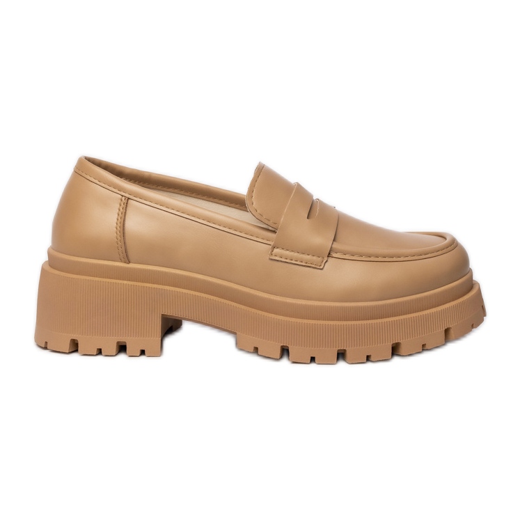 Mocasines de beige oscuro de las mujeres