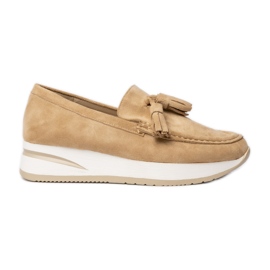 Mocasines para mujeres con telas beige