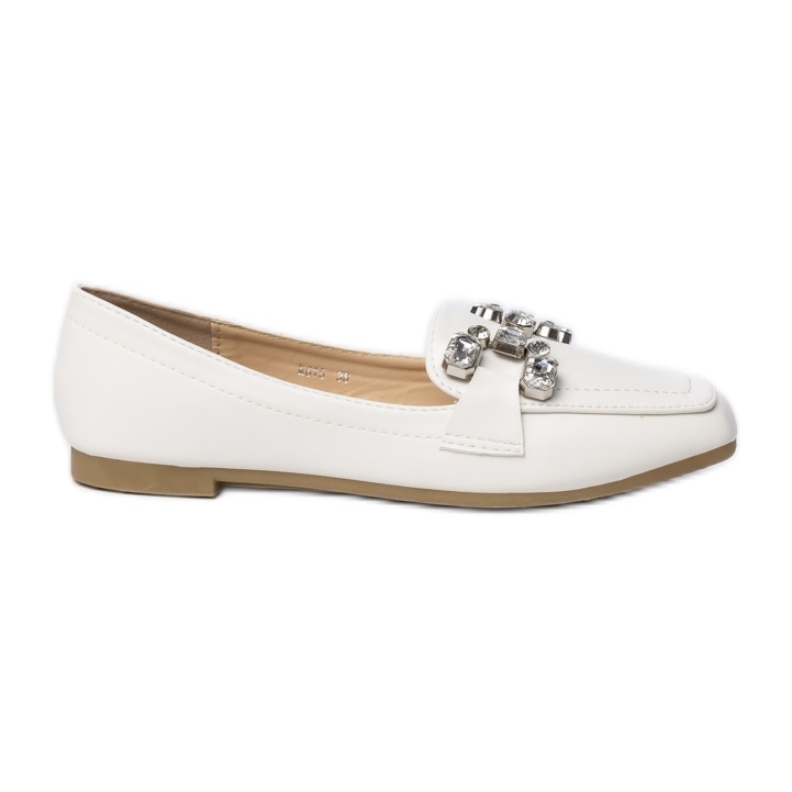 Mocasines para mujeres con decoraciones blancas blanco