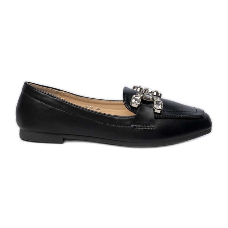 Mocasines de mujer con una decoración plateada negra negro