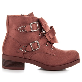 Ideal Shoes Botas con lazos rosa