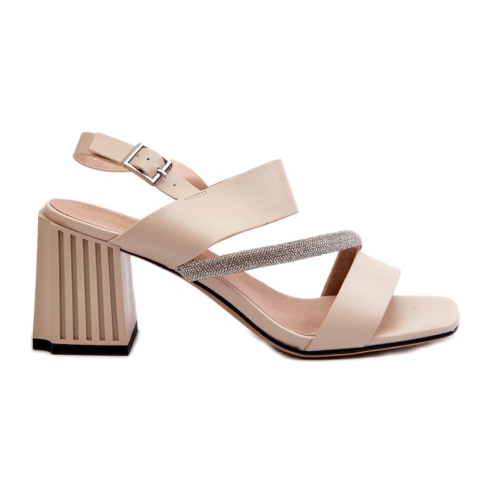 S.Barski Sandalias elegantes para mujeres en el post beige MR38-549