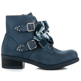 Ideal Shoes Botas con lazos azul Ideal Shoes Botas con lazos azul