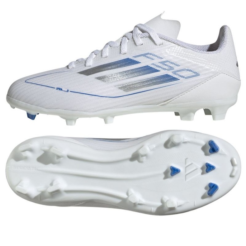 Adidas F50 League FG/MG FG IE3748 White-Blue blanco