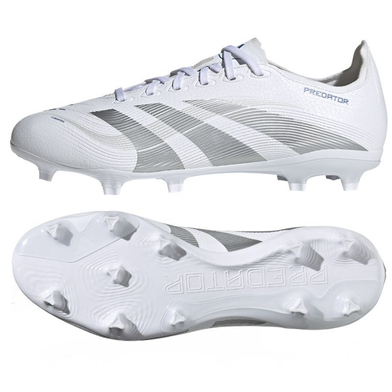 Adidas Predator League FG/MG ID1327 zapatos blancos y plateados