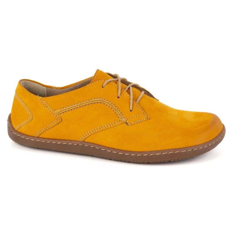 Olivier Zapatos de cuero minimalista de mujer descalzo de mujeres 1082 Nubuk mostaza amarillo