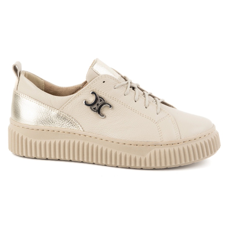 Olivier Zapatillas de cuero para mujeres zapatillas beige