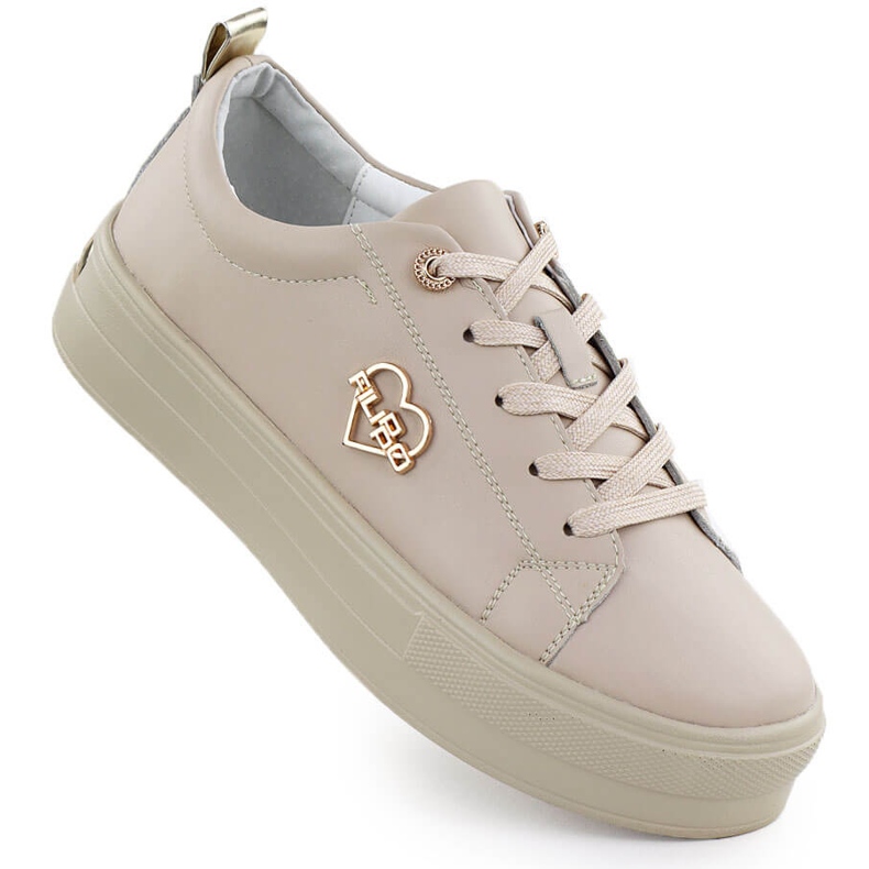 Zapatos de cuero para mujeres en la plataforma beige filippo 3533