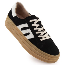 Zapatos de cuero en la plataforma negra Filippo 6744 negro