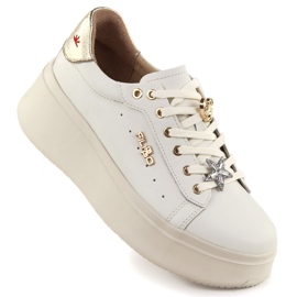 Zapatos de cuero para mujeres en la plataforma beige filippo 6790