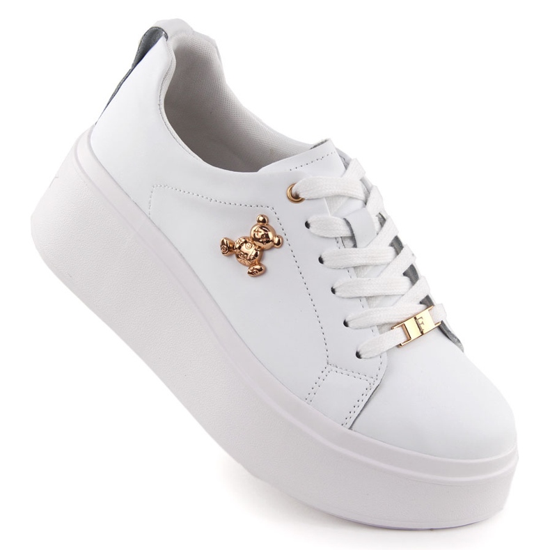 Zapatos de cuero para mujeres en la plataforma Filippo blanca blanco