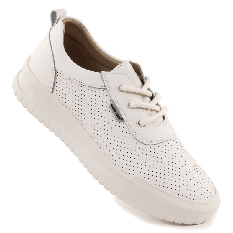 Zapatos deportivos de cuero de cuero beige Sergio Leone SP-102