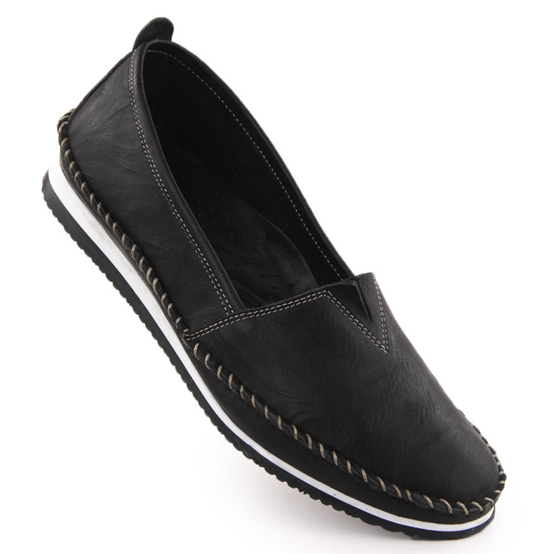 Lofers de cuero para mujeres resbaló Black T.Sokolski W25-741 negro