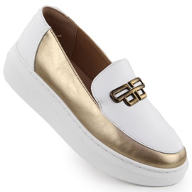 Zapatos de cuero para mujeres en la plataforma White Gold T.Sokolski W25-499 blanco