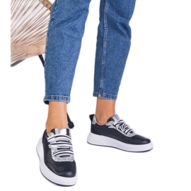 Zapatillas negras para mujeres decoradas con brillo negro
