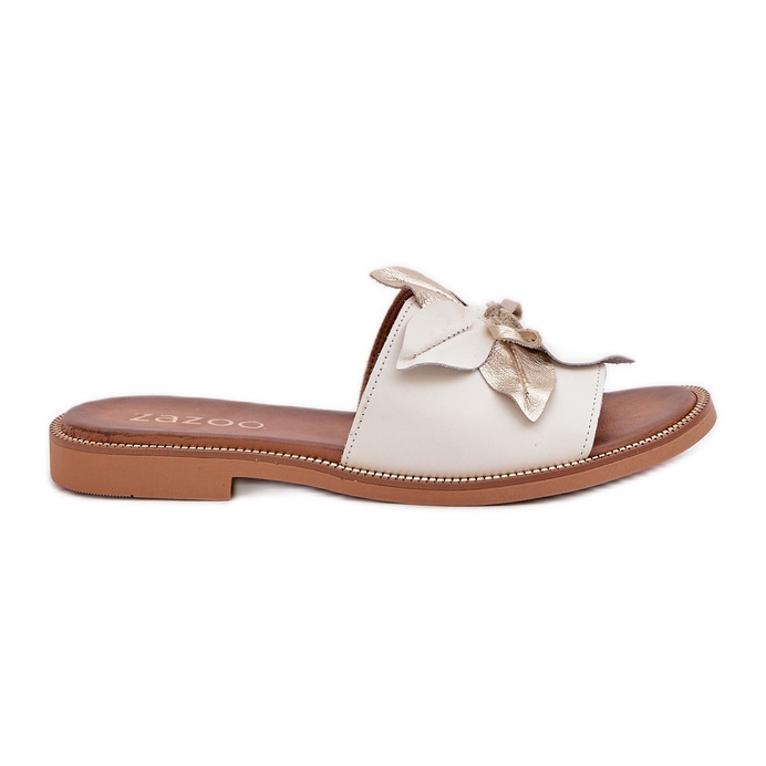 Zapatillas con decoración de cuero natural Zazoo 3667 White blanco