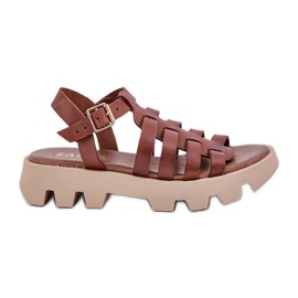 Sandalias de cuero para mujeres Zazoo 3695 Brown marrón