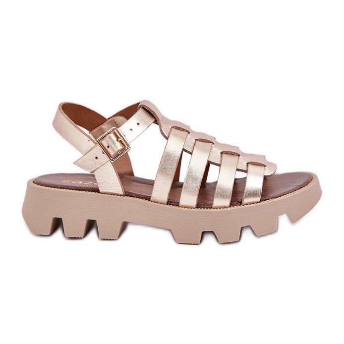 Sandalias de cuero para mujeres Zazoo 3695 PLN dorado