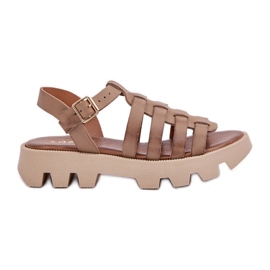 Sandalias de cuero para mujeres Zazoo 3695 beige