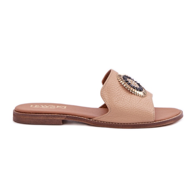 Lewski Shoes Chanclas de cuero con lewski de cañón plano 3047/o beige marrón