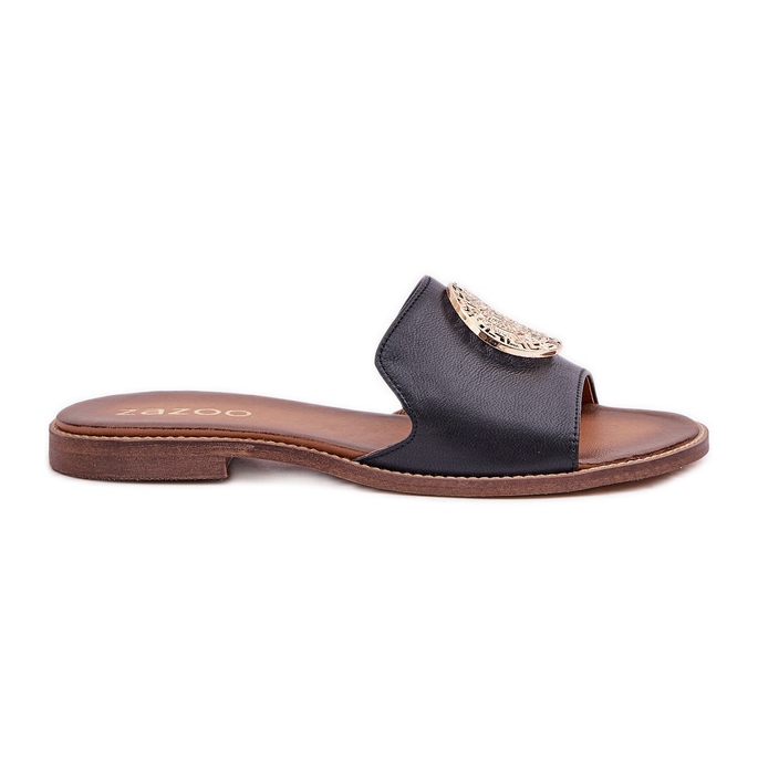 Aletas de cuero con decoración plana Zazoo 3047/o Negro