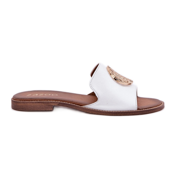 Aletas de cuero con decoración plana Zazoo 3047/o White blanco