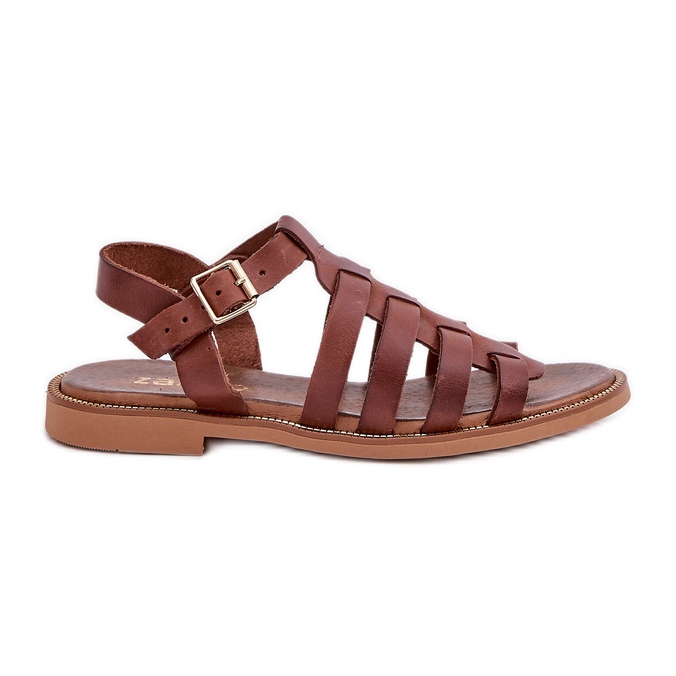 Zazoo Sandalias de cuero con plano 3686 marrón
