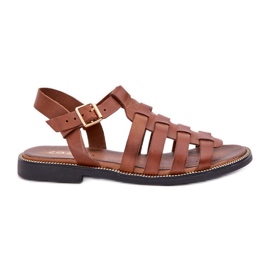 Sandalias de cuero con tacones planos Zazoo 3686 Camel marrón