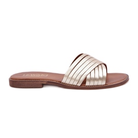 Lewski Shoes Zapatos Lewski de cuero para mujeres 3682 PLN dorado