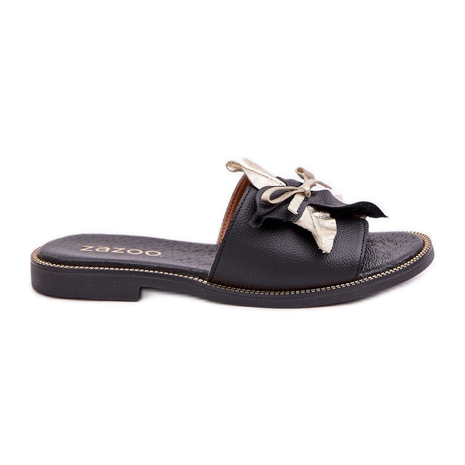 Zapatillas con decoración de cuero natural Zazoo 3574/z negro