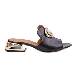 Elegante cuero de cuero bajo las hojas bajas Laura Messi 2874 Negro