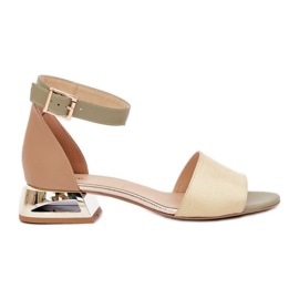 Sandalias Piel Sobre Tacones Dorados Laura Messi 2143 Beige
