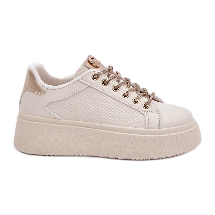 Zapatillas de deporte en una plataforma con cuerdas decorativas beige Zapatillas de deporte en una plataforma con cuerdas decorativas beige