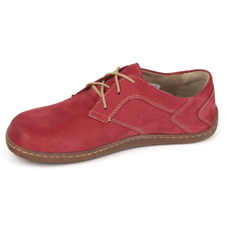 Olivier Zapatos de cuero minimalista de mujer descalzo 1082 Red Nubuk rojo