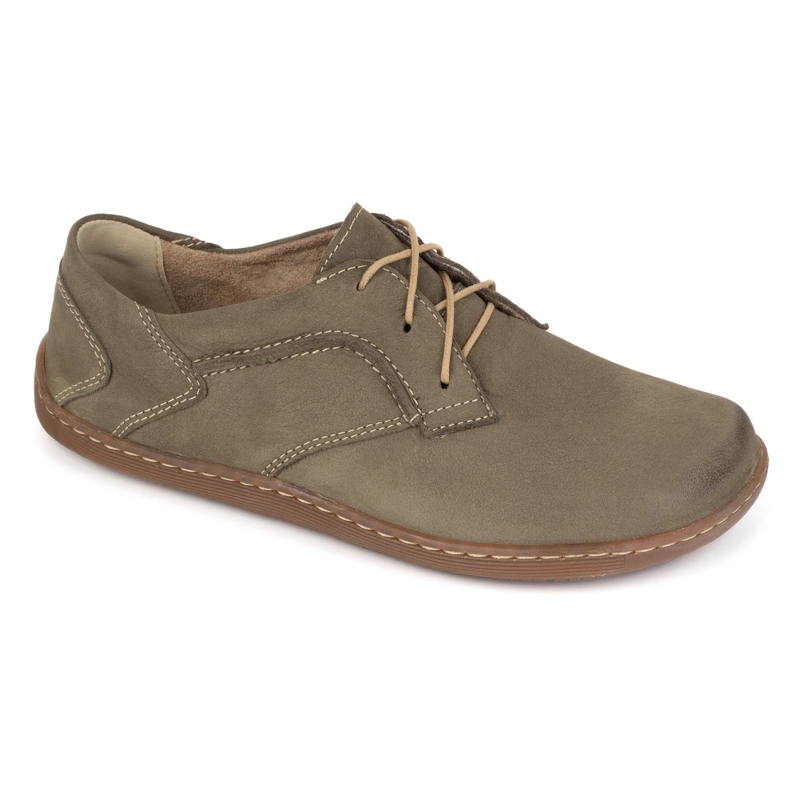 Olivier Zapatos de cuero minimalista de mujeres descalzos 1082 Olive Nubuk verde
